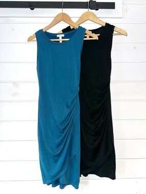 *SET OF 2* Leith Sleeveless Drapey Ruched Side Simple Midi Dress Size S